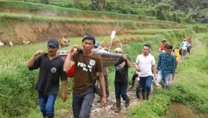 Dari Desa Gunungjampang Bawa Orang Sakit Ditandu, Apa Sebabnya?