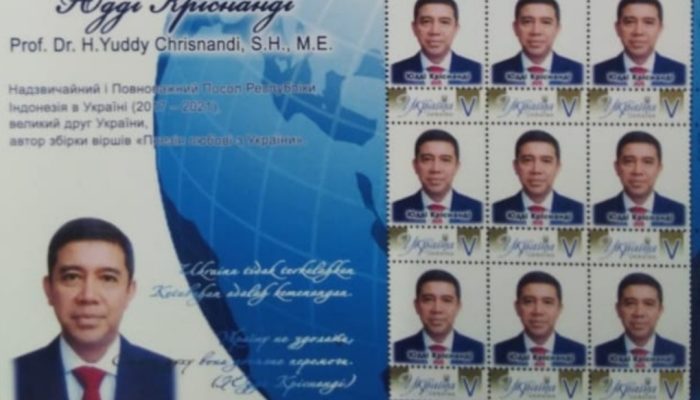 Wajah Yuddy Chrisnandi dan Jenderal Sudirman Dicetak Jadi Perangko Ukraina