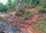 Jalan Desa di Cisewu yang Baru Rampung Diaspal Rusak Tertimpa Longsor