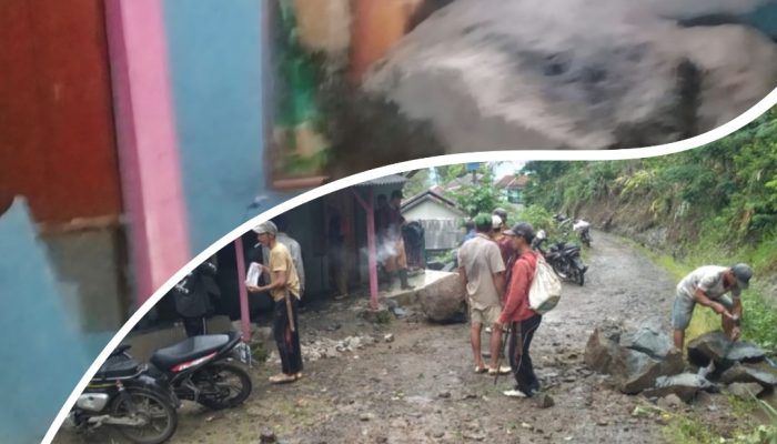 Longsor Batu di Cisewu Garut, Timpa Rumah Warga dan Dua Pengendara Sepeda Motor