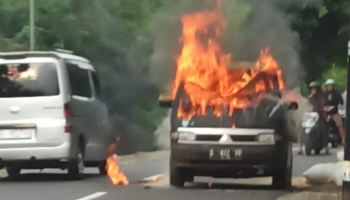 Mobil Pengangkut Gabah Terbakar di Leuwigoong Setelah Mogok karena Mati Busi