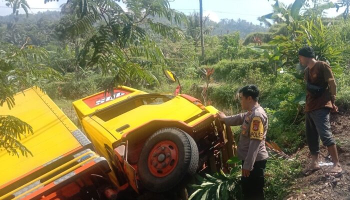 Tak Kuat Nanjak, Truk Colt Diesel Terperosok ke Jurang di Sukajaya Cisewu
