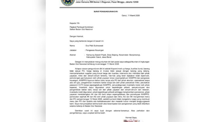 Dua Petugas Program MBG di Garut Mengundurkan Diri, Suratnya Ungkap Dugaan Intervensi hingga Mark Up Harga